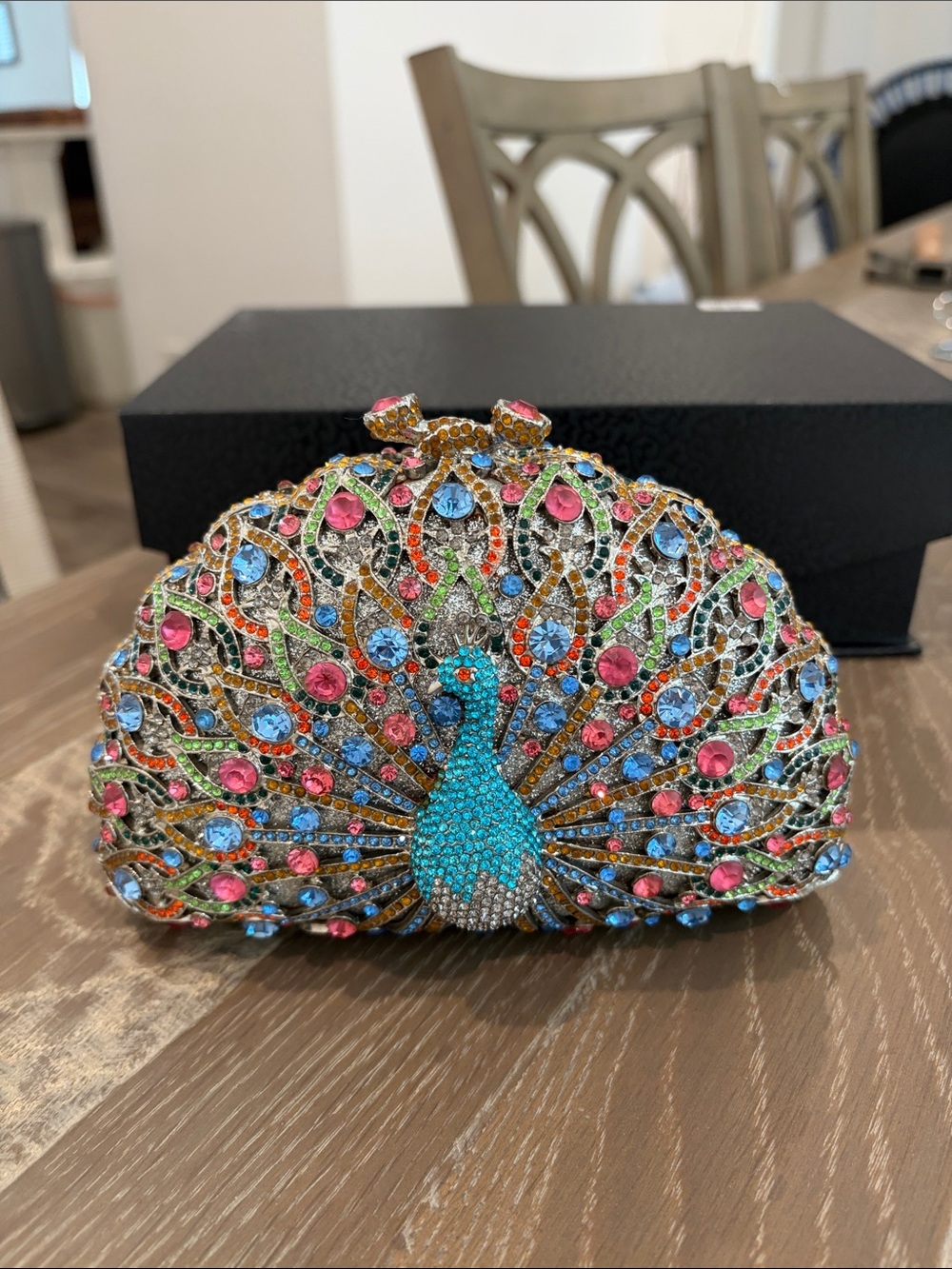 Crystal Peacock Evening Clutch - Multicolor